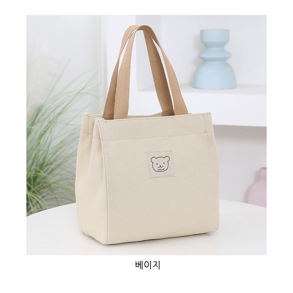 캔버스 미니 토트백 손목 팔목 손잡이가방 스퀘어 작은 사각 에코 손가방 - 상세 이미지 2