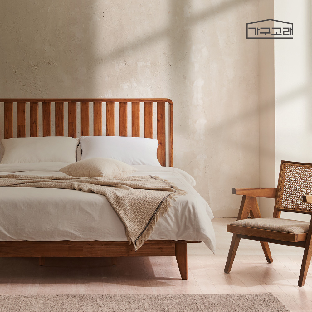 가구고래 솔레아 참죽나무 평상형 원목 침대 프레임 SS
