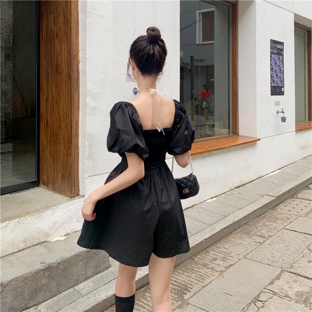 스퀘어넥 반팔퍼프 원피스 미니 여친룩 예쁜 디자인 청순 휴양지 동남아 여행 - 상세 이미지 5