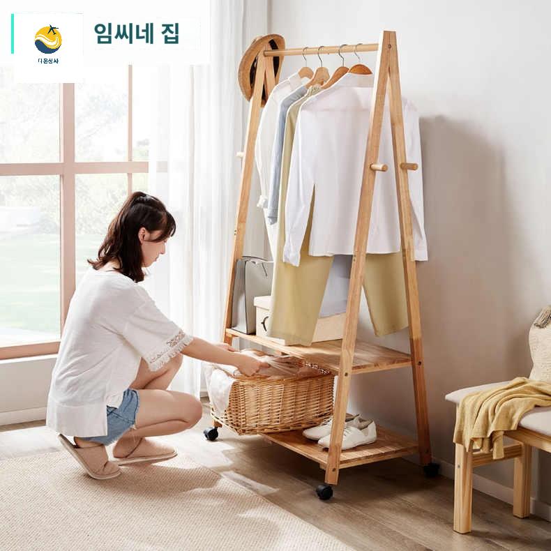 침실 카페 꾸미기 좁은공간 옷걸이 수납선반 긴행거 인테리어 현관 원목 접이식 원룸 사무실 - 상세 이미지 5