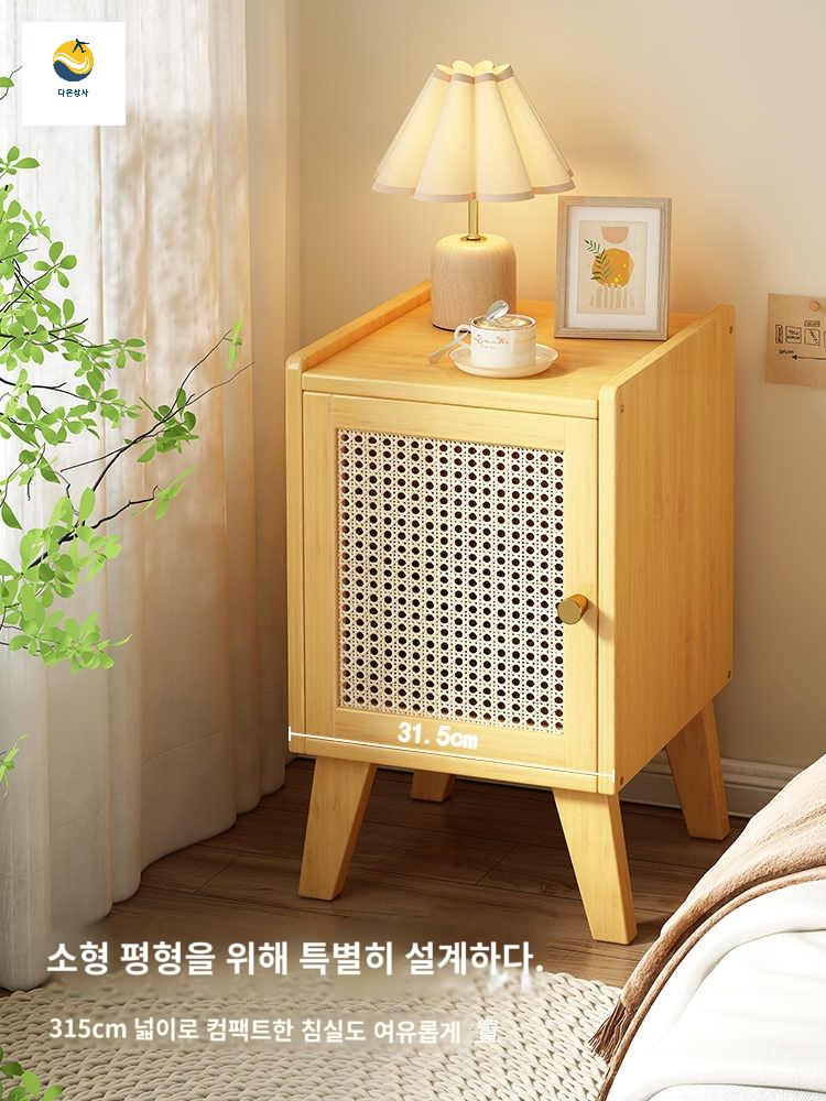 거실 틈새 라탄협탁 선반 등나무 단 사이드 수납장 침대옆 쇼파 테이블 원목 - 상세 이미지 3