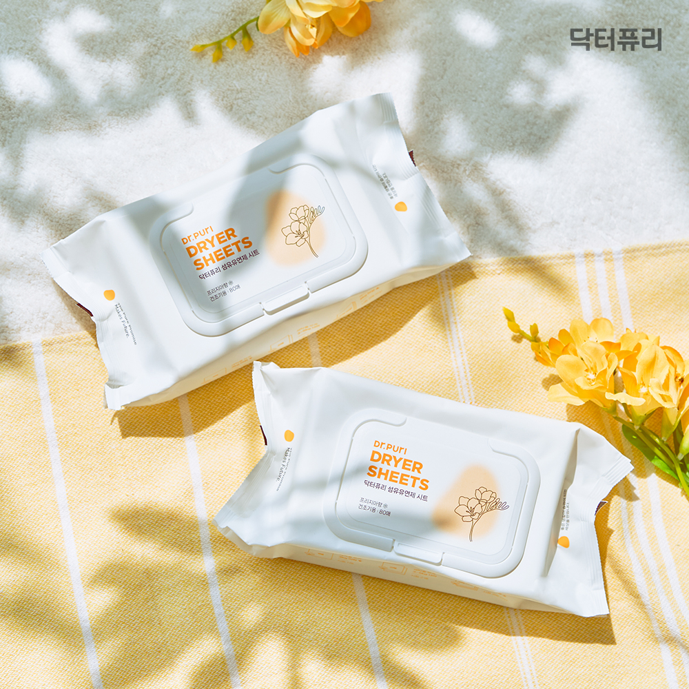 닥터퓨리 건조기시트 섬유유연제 80매 x 2입(160매) 캡형 드라이시트 정전기제거