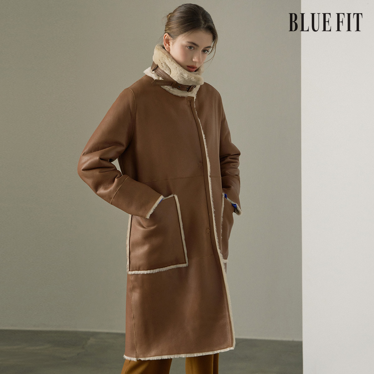 [로보] 스페인 리버시블 넥벨트 무스탕 코트 SSC23C097 상세 이미지 4