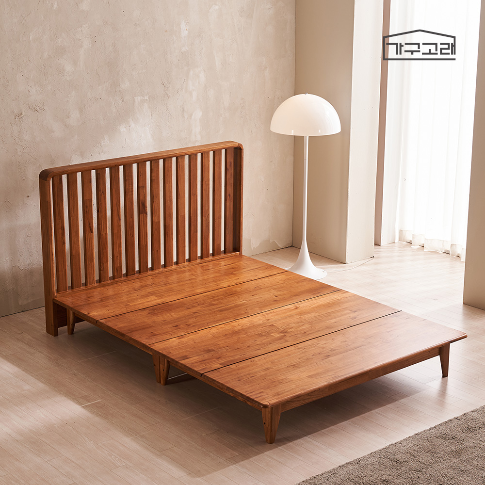 가구고래 솔레아 참죽나무 평상형 원목 침대 프레임 SS