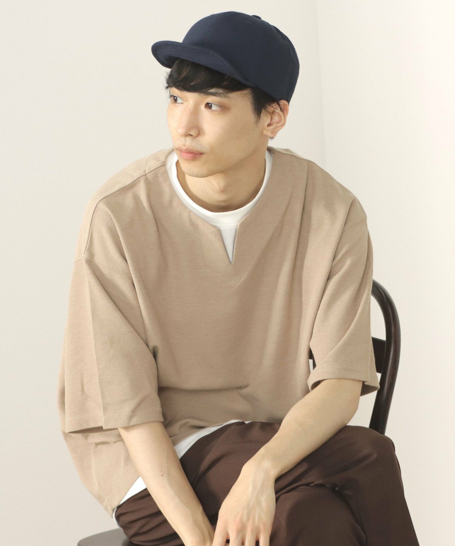 빔즈 BEAMS HEART 코듀라 숏 바이저 캡 모자 스냅백 블랙 네이비 - 상품 이미지