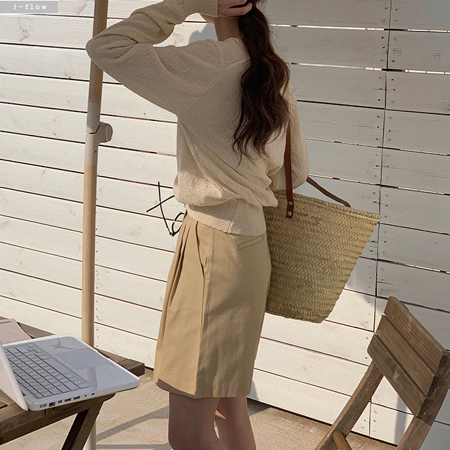라르크 핀턱 주름 코튼 와이드 반바지 4col S,M,L 4부 5부 버뮤다 제이플로우 이미지 7
