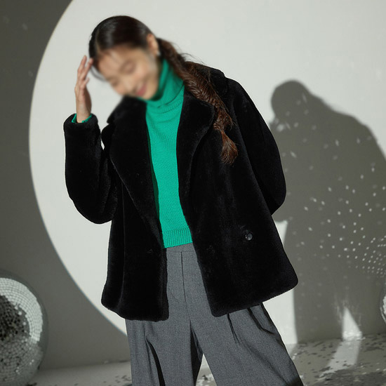 [로보] 스페인 무스탕 리버시블 더블 버튼 재킷 GSJ22B004 이미지 2