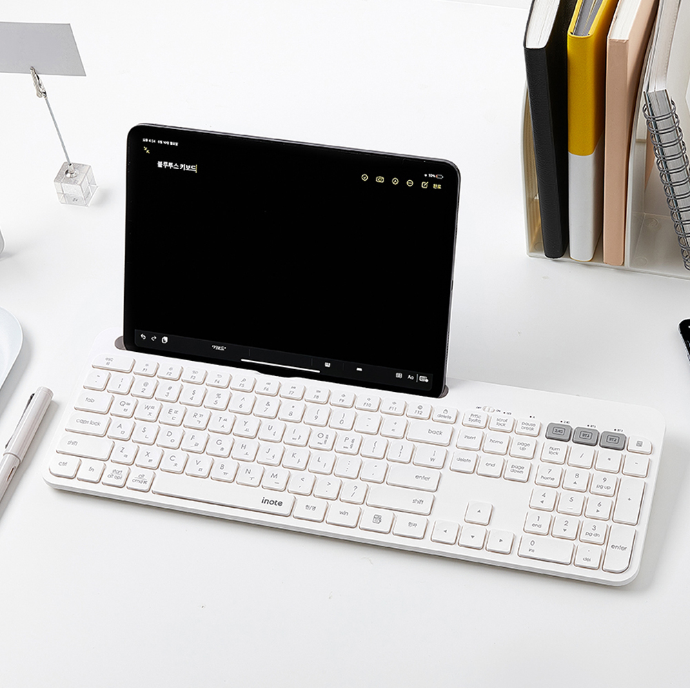 아이노트 608 저소음 블루투스키보드 애플 아이패드 삼성 태블릿 노트북 일반PC 멀티페어링 - 메인 이미지