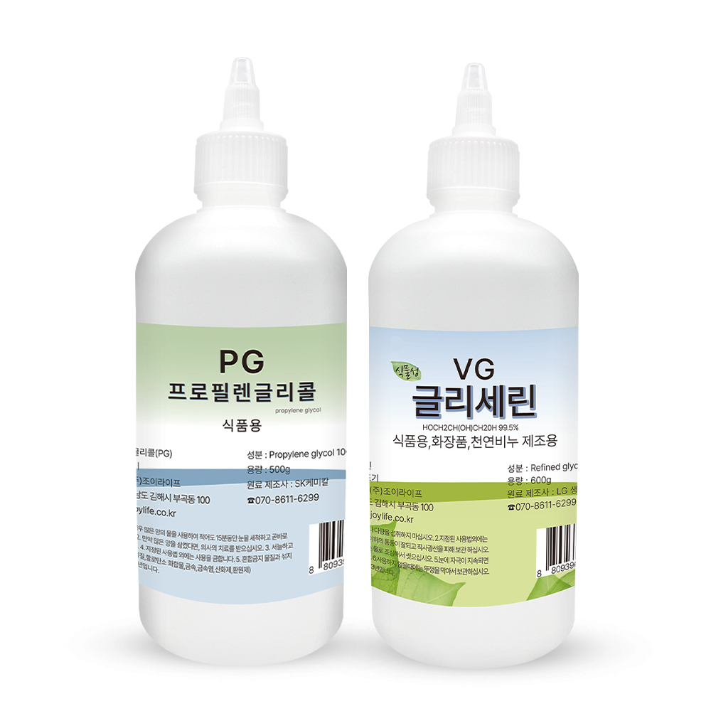 프로필렌글리콜 PG 500g+식물성 글리세린 VG 600g 세트 식품첨가물 천연비누만들기 - 상품 이미지