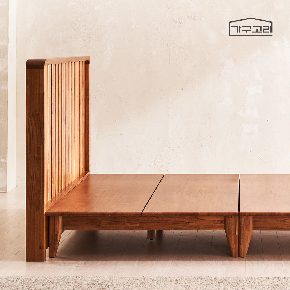 가구고래 솔레아 참죽나무 평상형 원목 침대 프레임 SS