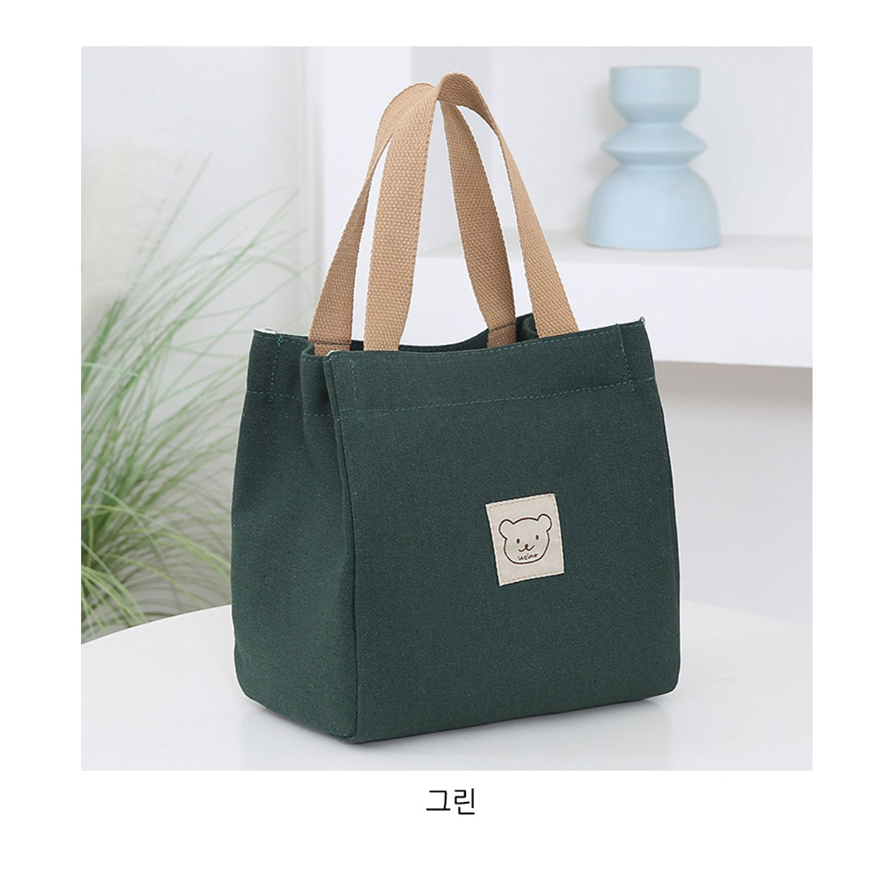 캔버스 미니 토트백 손목 팔목 손잡이가방 스퀘어 작은 사각 에코 손가방 - 상세 이미지 3