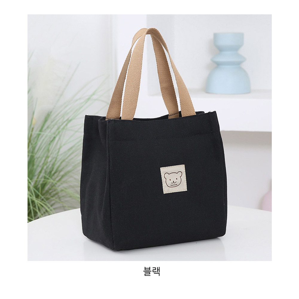 캔버스 미니 토트백 손목 팔목 손잡이가방 스퀘어 작은 사각 에코 손가방 - 상세 이미지 4