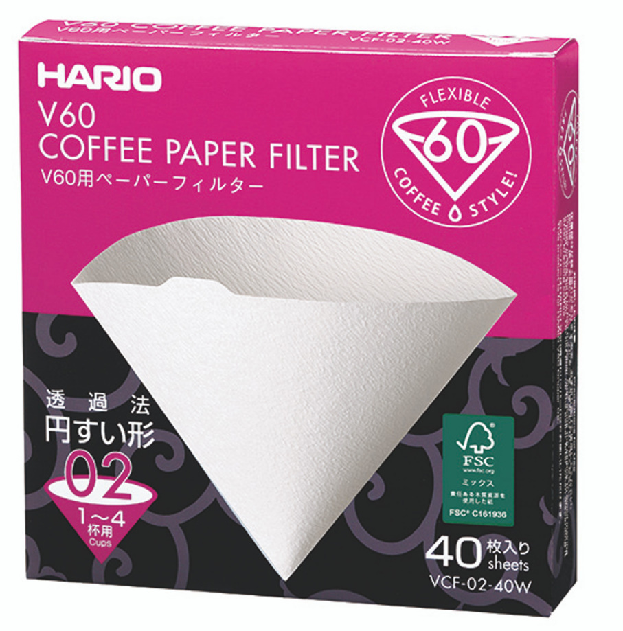 하리오 종이 필터 V60 커피 거름종이 여과지 핸드드립 필터 1-4컵 100매 상자 - 상품 이미지