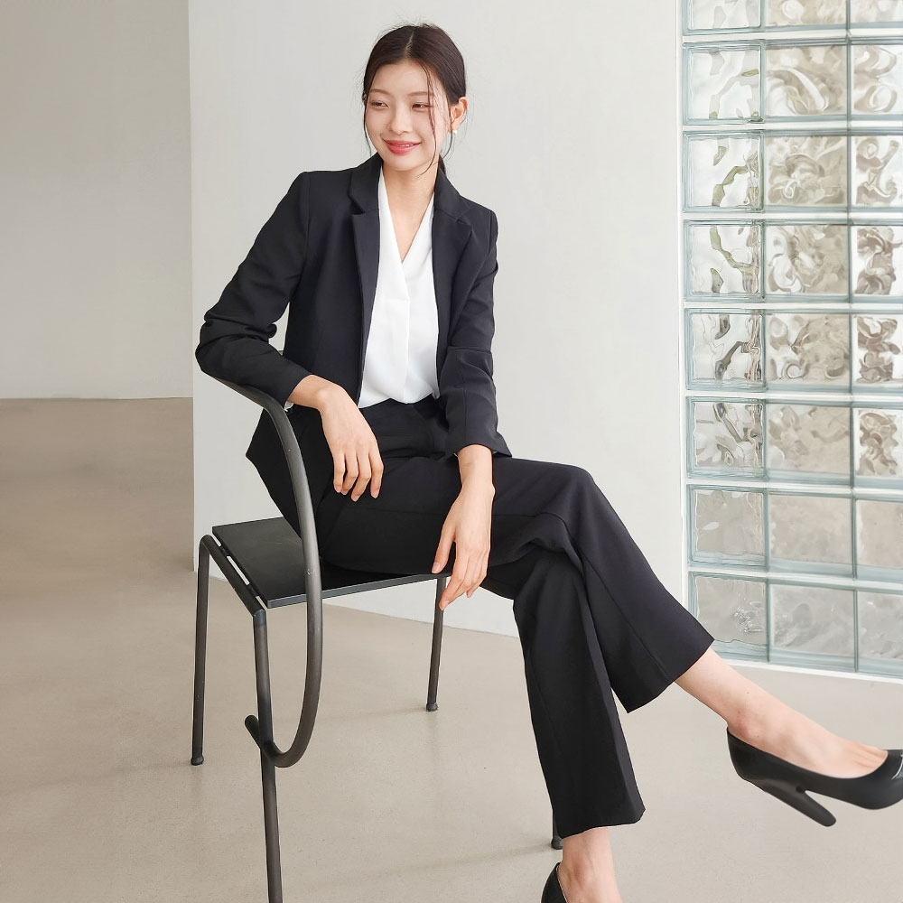 여성정장세트 면접복장 투피스 자켓 바지 빅사이즈 [무지] - 상세 이미지 4
