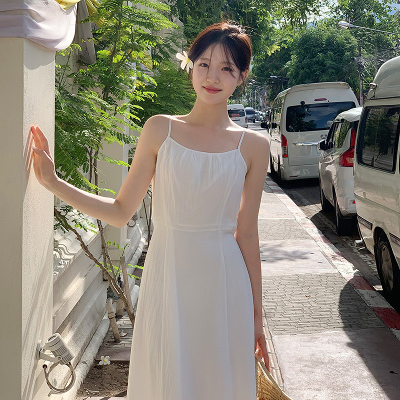 헬린 플레어 스트랩 뷔스티에 롱 원피스 여름 썸머 op15766