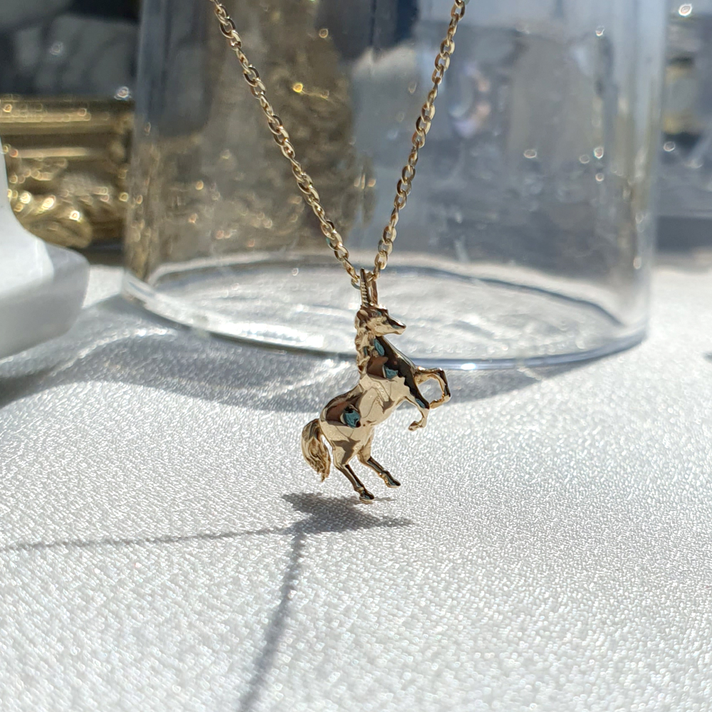 행운의 목걸이 찰랑시 유니콘 펜던트 14k 18k 고급 럭셔리 - 상세 이미지 3