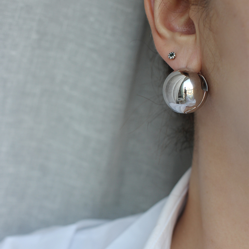 20mm 은침 리얼 볼드 왕볼 왕방울 빅사이즈 구 귀걸이 이미지 7