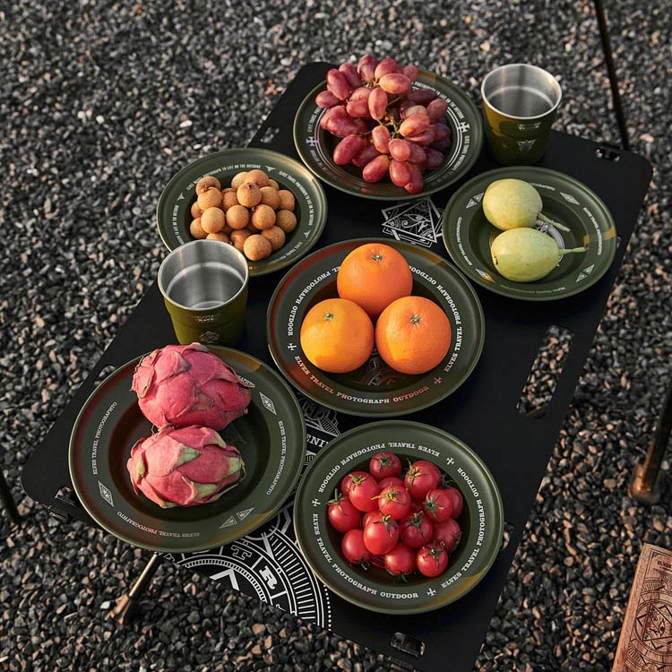 대륙의 테팔 캠핑 식기 밀리터리 디자인 스텐 접시 세트 ETP