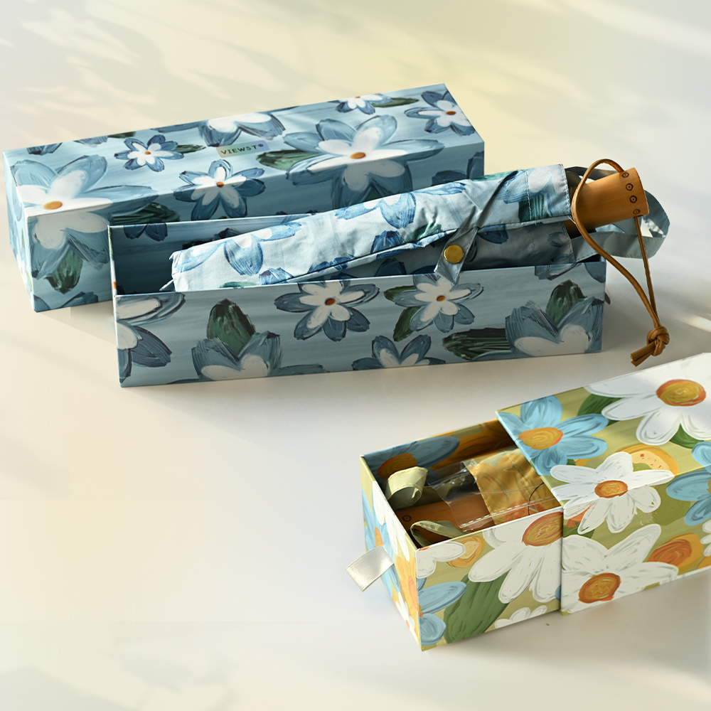 뷰스트 휴대용 이중 암막 자외선차단 플라워 양산 우산겸용 선물세트