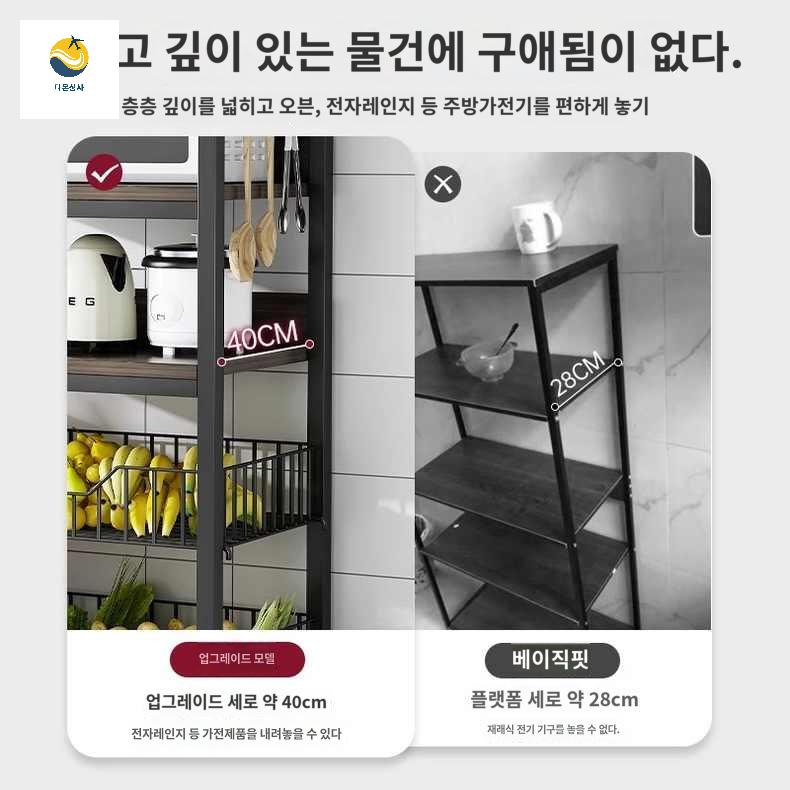 선반 조미료 주방랙 바퀴 부엌 밥솥 전자렌지수납장 이동식 - 상세 이미지 2