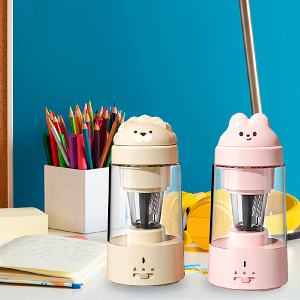 디알고 충전식 무선 전동 자동 상승 3단계 연필깎이 APS01 핑크 이미지 2