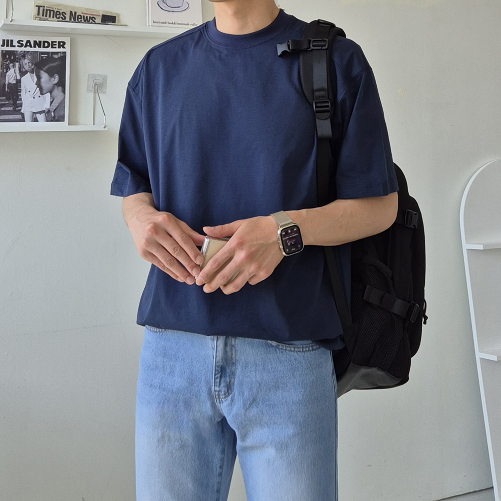 남자 반팔티 오버핏 절개 쿨 반팔 티셔츠 - 상세 이미지 5