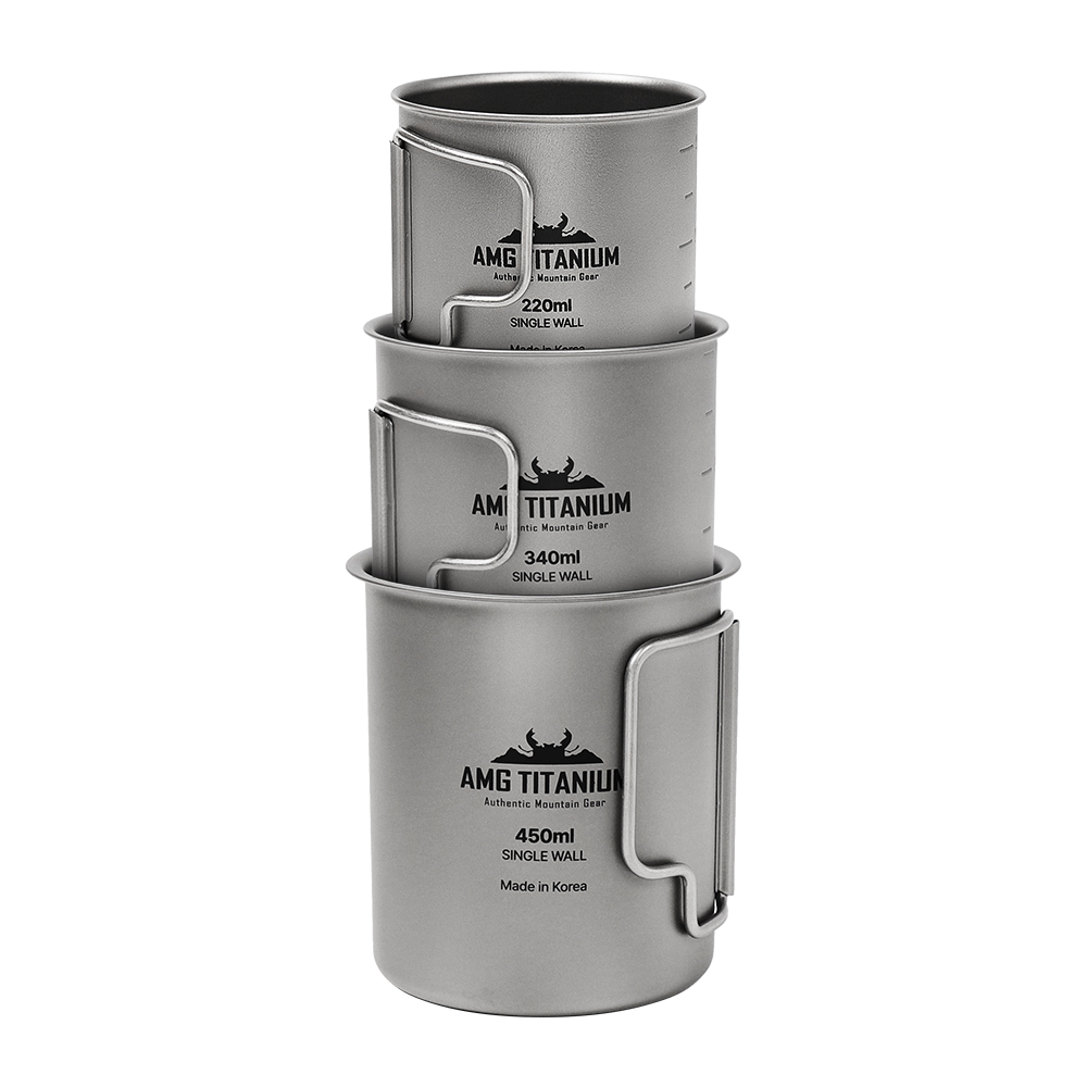 티타늄컵 AMG 티타늄 캠핑 컵 머그컵 등산 백패킹 캠핑용 450 +WB케이스