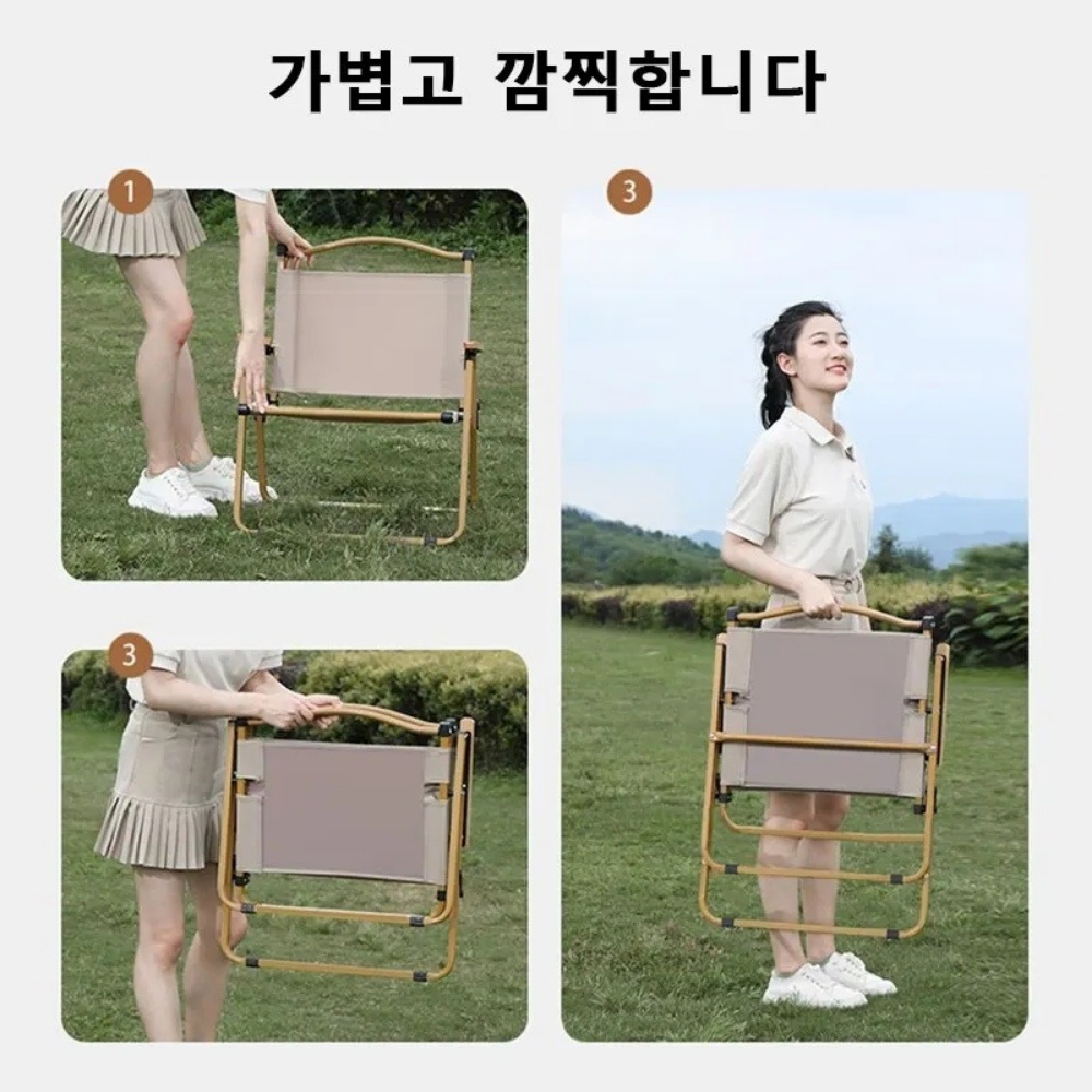 접이식 캠핑 낚시 의자 2개 세트 여행용 휴대용 해변 등산 캠프파이어 관광 나무 체어 - 상세 이미지 5