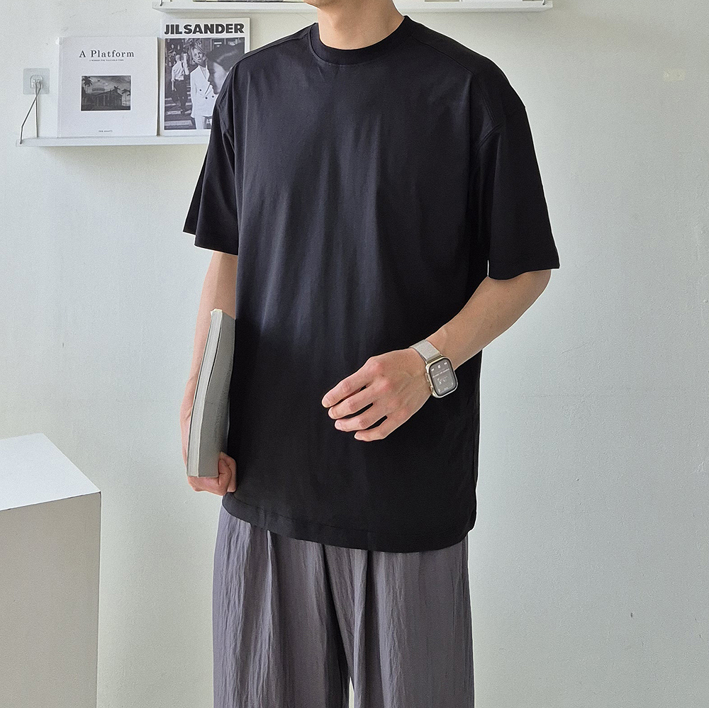 남자 반팔티 오버핏 절개 쿨 반팔 티셔츠 - 상세 이미지 3