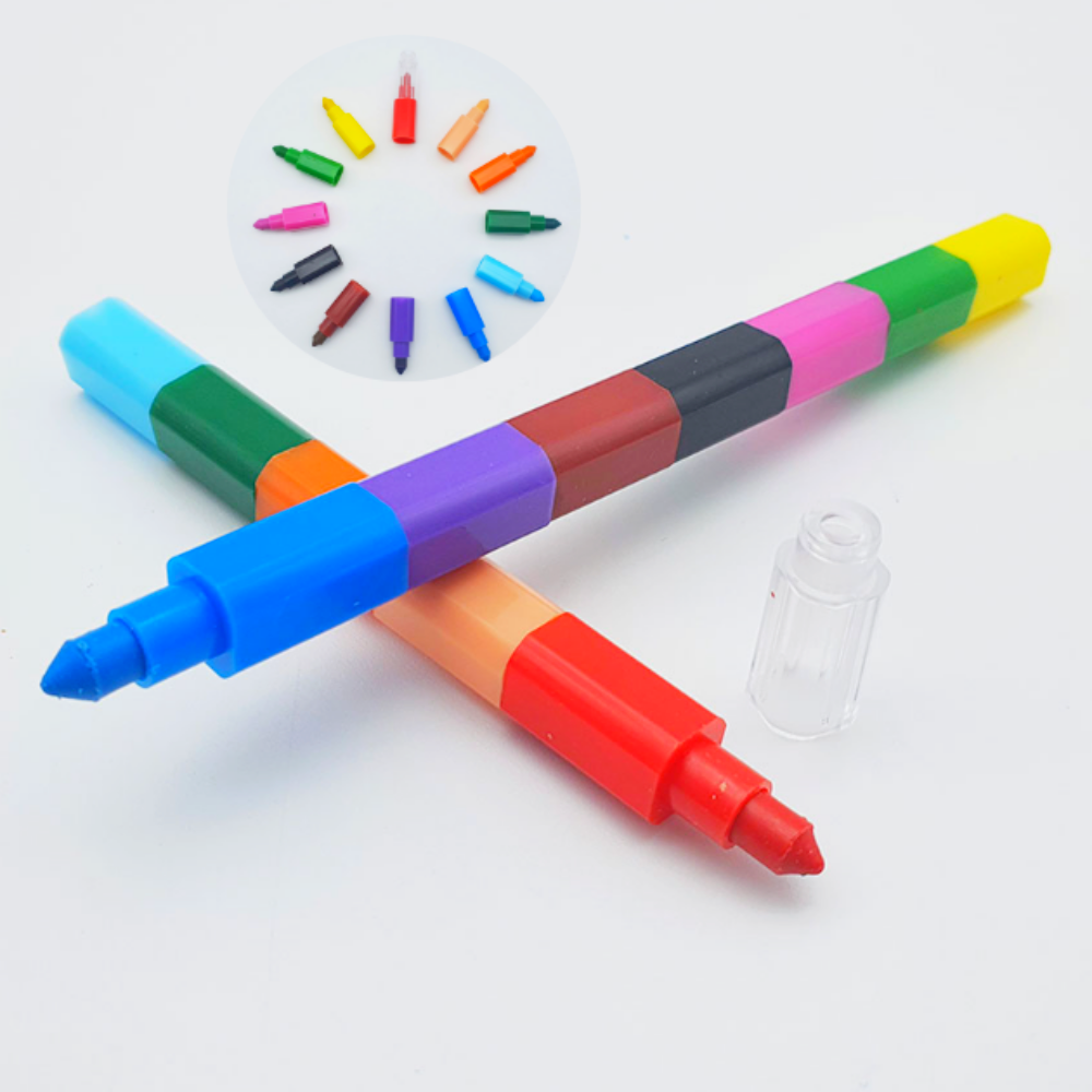 12색 블럭교체형색연필 원하는순서정해서쓰는어린이색연필 유치원미술