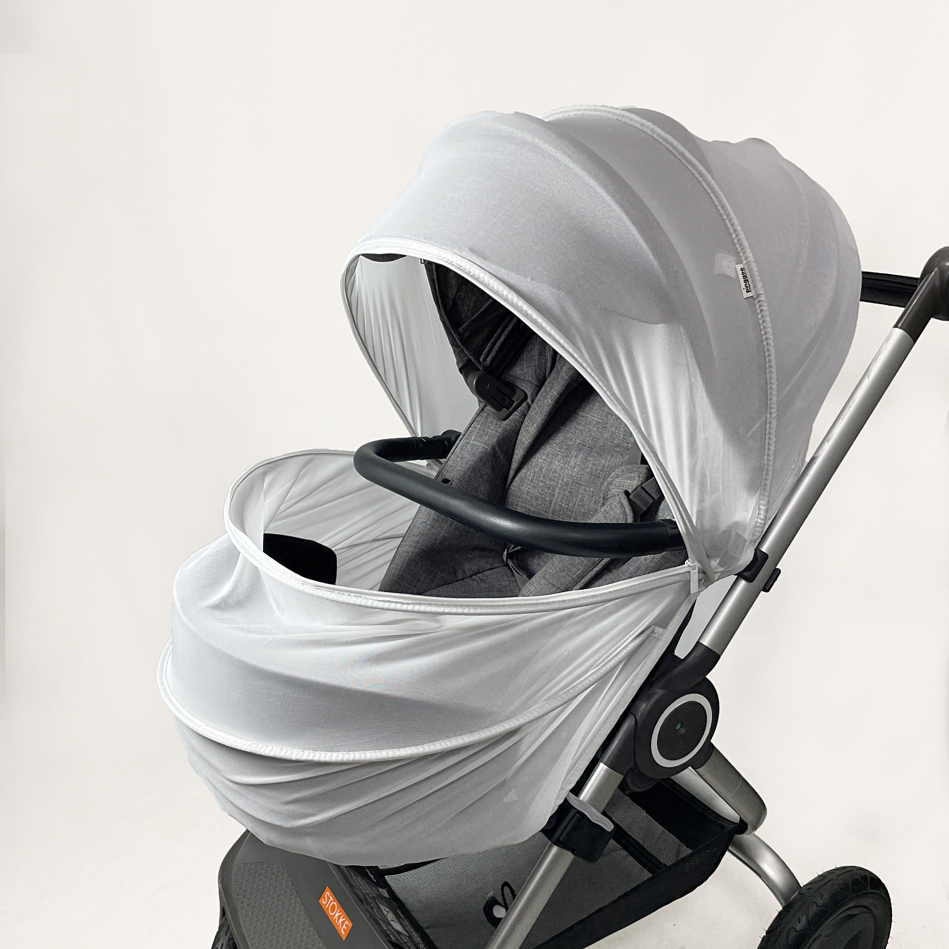 핑구어팩토리 유모차 모기장 프리미엄 블랙 커버 가리개 덮개 자수 지퍼 햇빛가리개