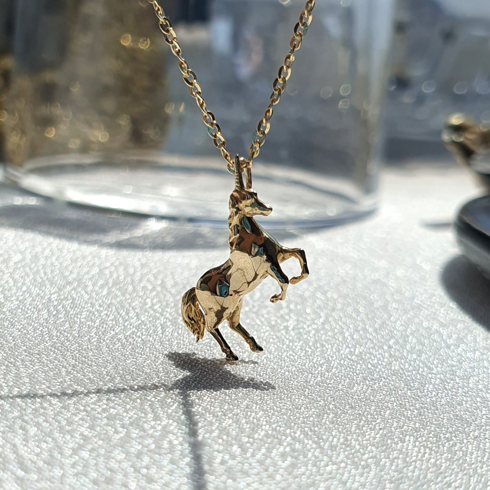 행운의 목걸이 찰랑시 유니콘 펜던트 14k 18k 고급 럭셔리 - 상세 이미지 2