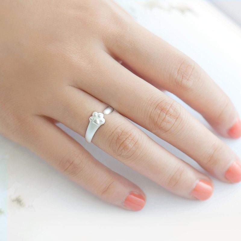 귀여운 여성 용 고양이 발바닥 반지 커플 링 빈티지 주얼리 행운 악세사리 이미지 6