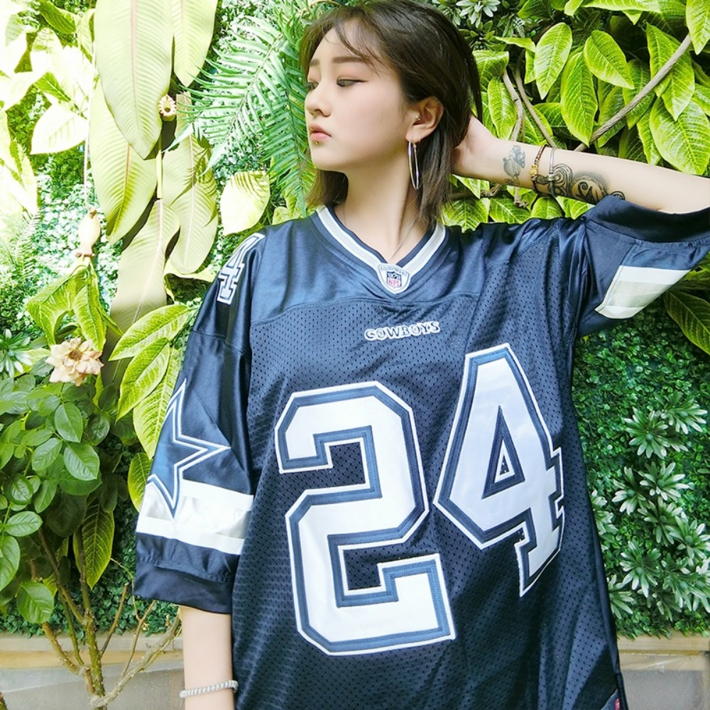 블록코어룩 오토바이저지 풋볼티셔츠 기능성 오버핏 반팔 하라주쿠 스트리트 - 메인 이미지
