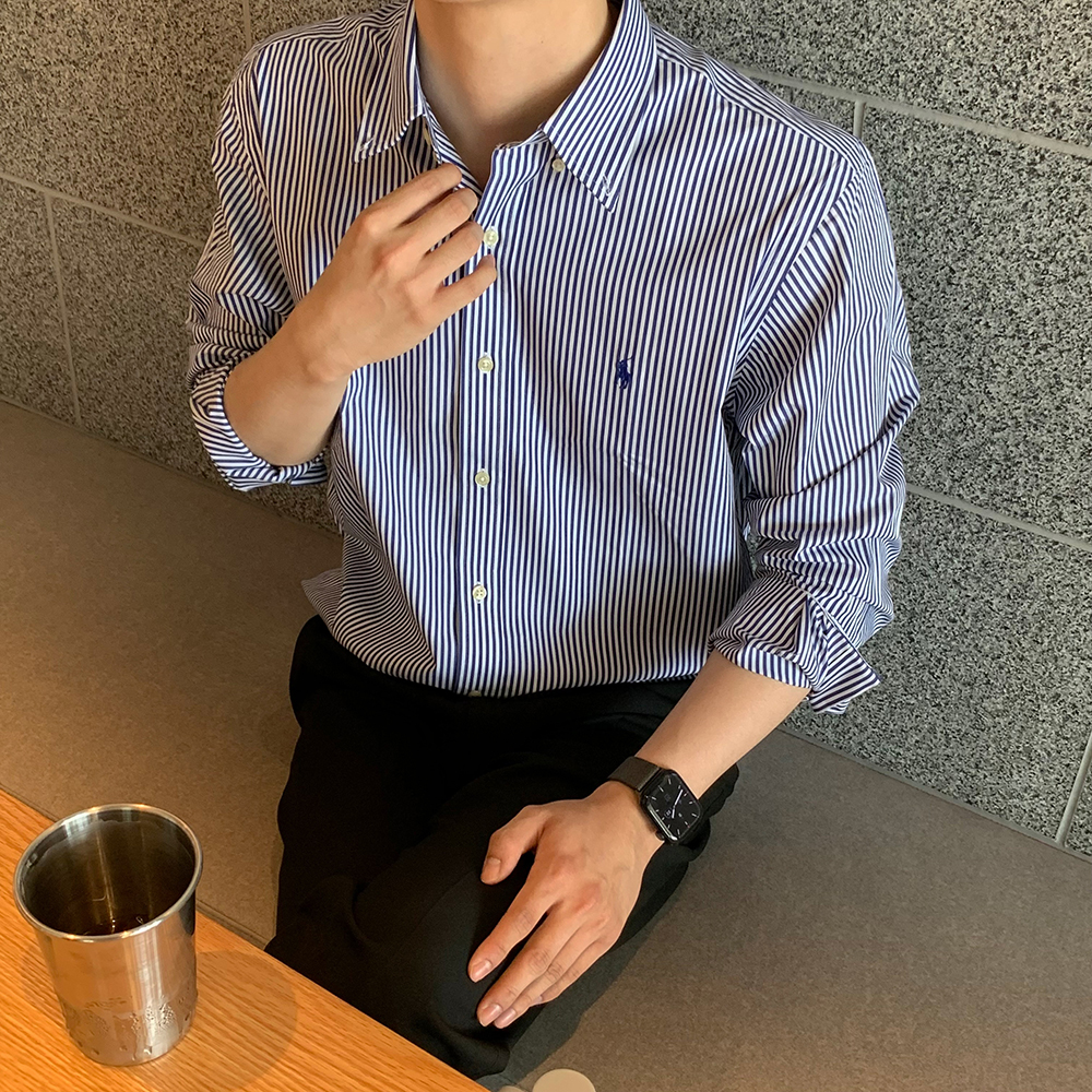 폴로 랄프로렌 셔츠 남성 스트라이프 남방 클래식핏 - 상세 이미지 2