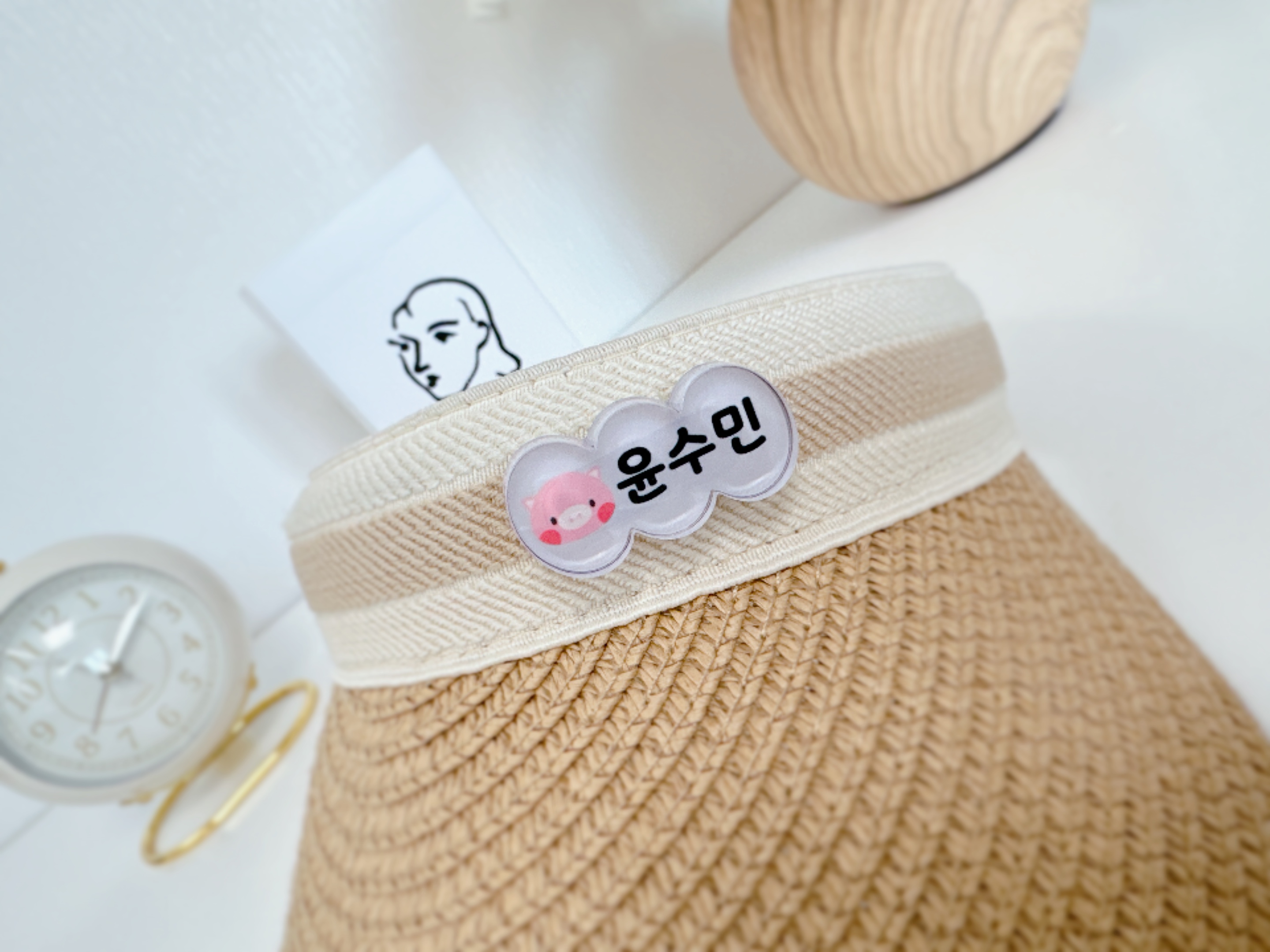1세트-2개 아크릴 신발네임택 운동화 실내화 이름표 어린이집준비물 파츠 고리네임택 블랙네임 이미지 3