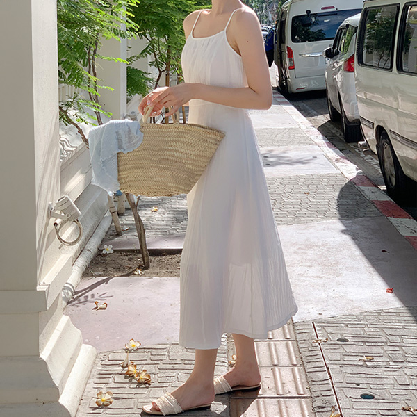 헬린 플레어 스트랩 뷔스티에 롱 원피스 여름 썸머 op15766