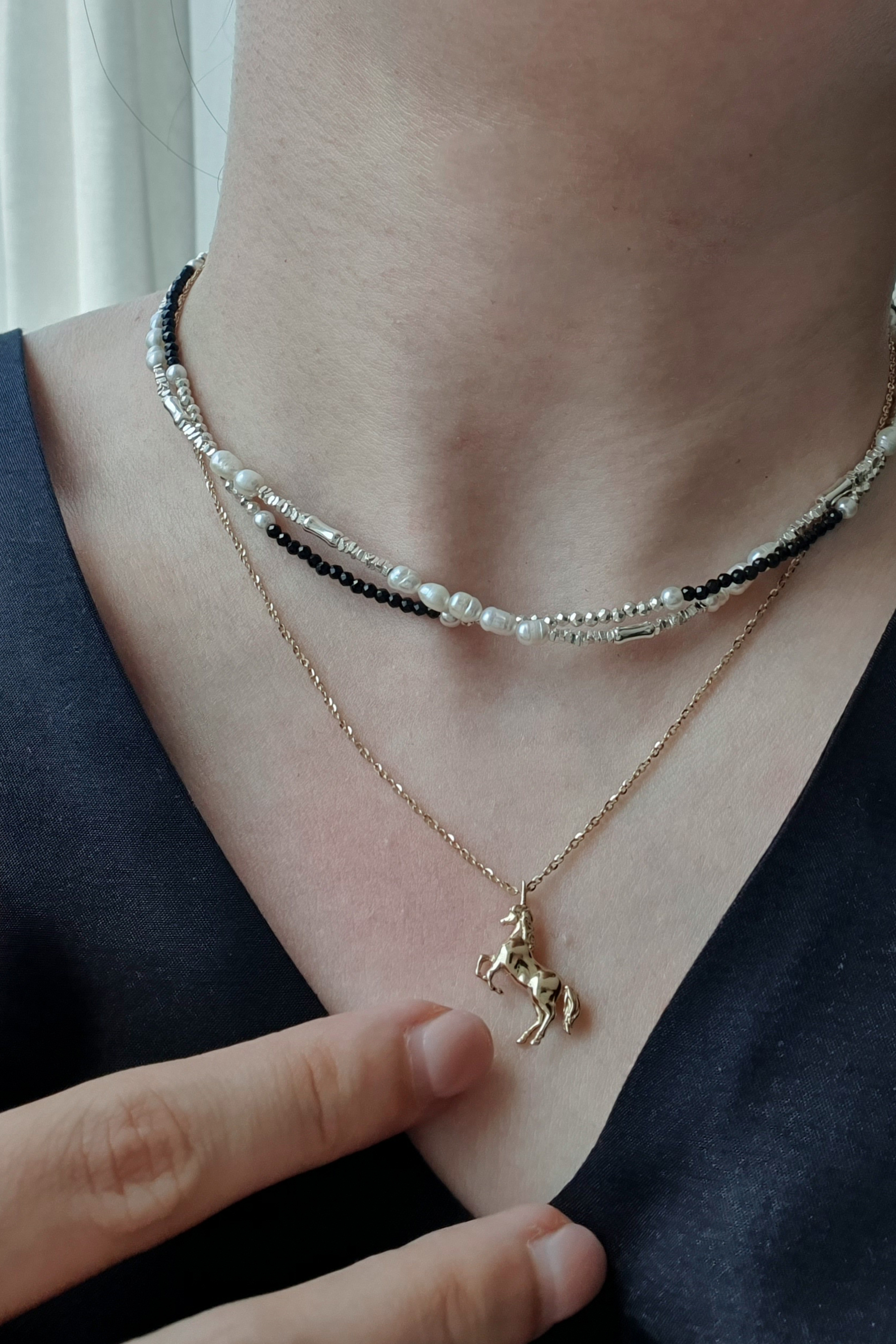 행운의 목걸이 찰랑시 유니콘 펜던트 14k 18k 고급 럭셔리 - 상세 이미지 5