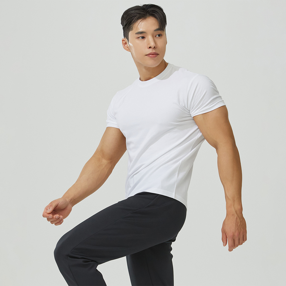 블랙몬스터핏 남자 무지 모달 머슬핏 반팔 헬스 운동 티셔츠 - 상세 이미지 4