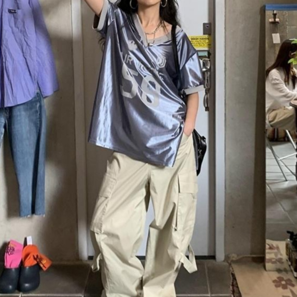 블록코어룩 풋볼셔츠 오버핏 빅사이즈 저지티셔츠 - 상품 이미지
