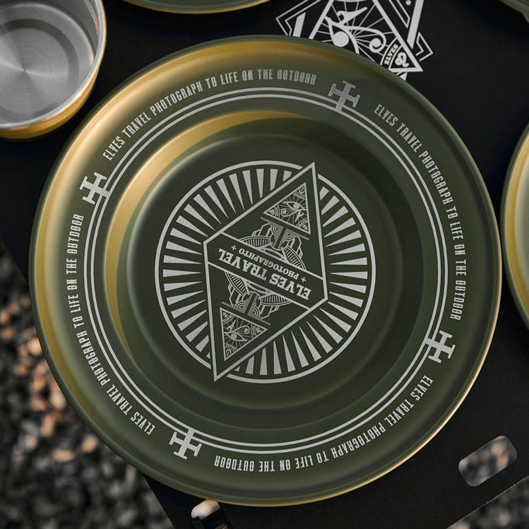 대륙의 테팔 캠핑 식기 밀리터리 디자인 스텐 접시 세트 ETP