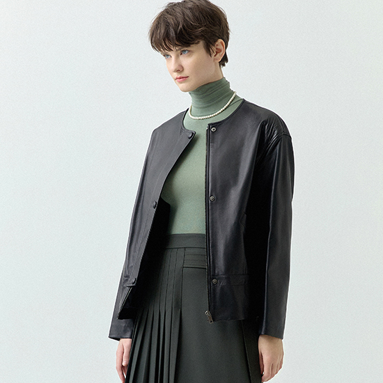 [로보] 블로썸 셔링 레더 재킷 GJK22A119 대표 이미지