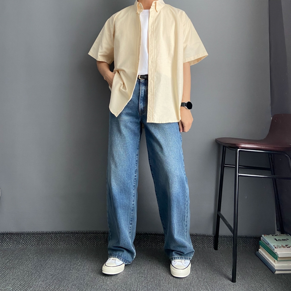 옥스포드반팔셔츠 오버핏반팔남방 남자여름남방 이미지 6