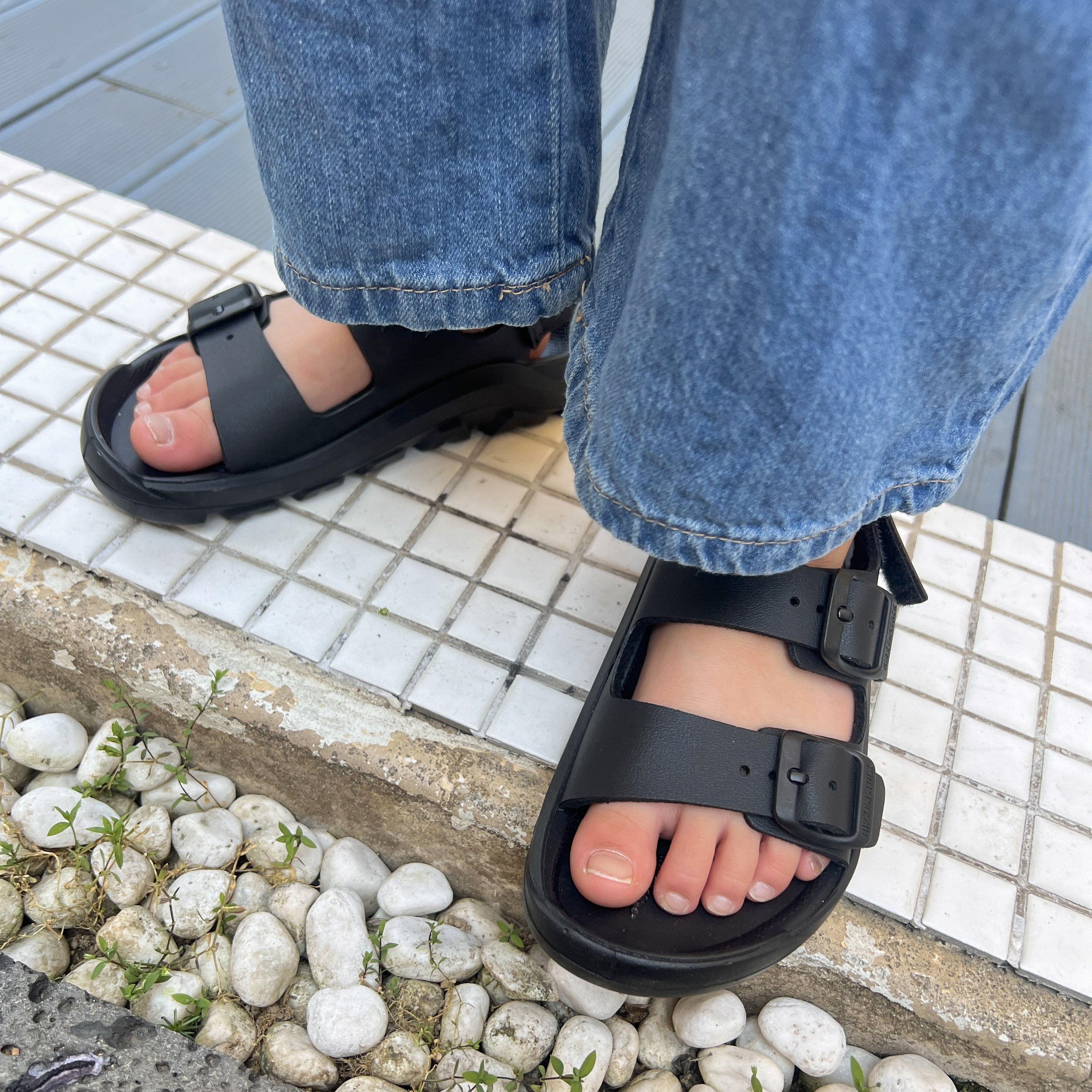 버켄스탁 키즈 샌들 블랙 핑크 150mm-220mm - 상세 이미지 3