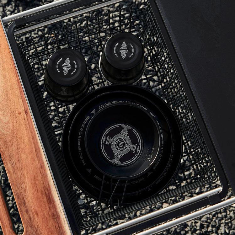 대륙의 테팔 캠핑 식기 기하학 디자인 스텐 블랙 접시 세트 ETP