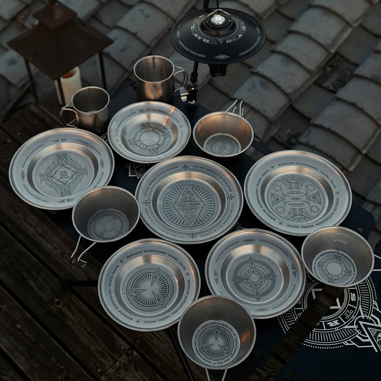 대륙의 테팔 캠핑 식기 접시 보울 스텐 럭셔리캠핑 ETP