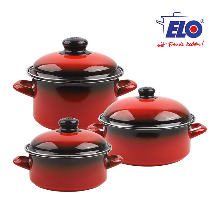 ELO 빨강법랑 일반형18cm + 일반형24cm + 깊은형24cm - 상품 이미지