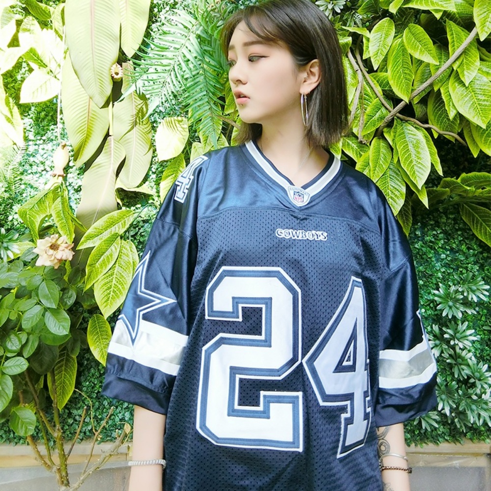 블록코어룩 오토바이저지 풋볼티셔츠 기능성 오버핏 반팔 하라주쿠 스트리트 - 상세 이미지 2