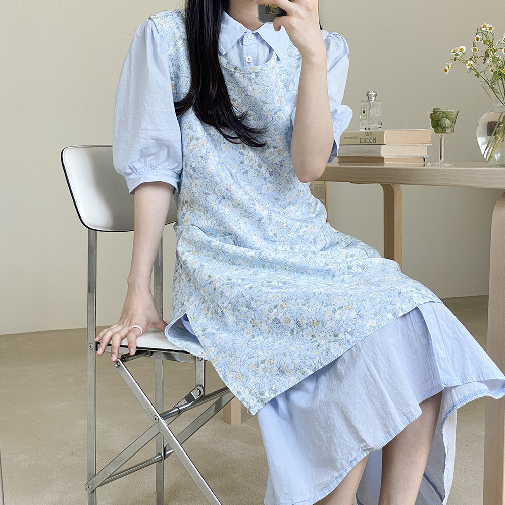 한스데이 인블룸 인견 앞치마 여름 원피스 시원한 에이프런