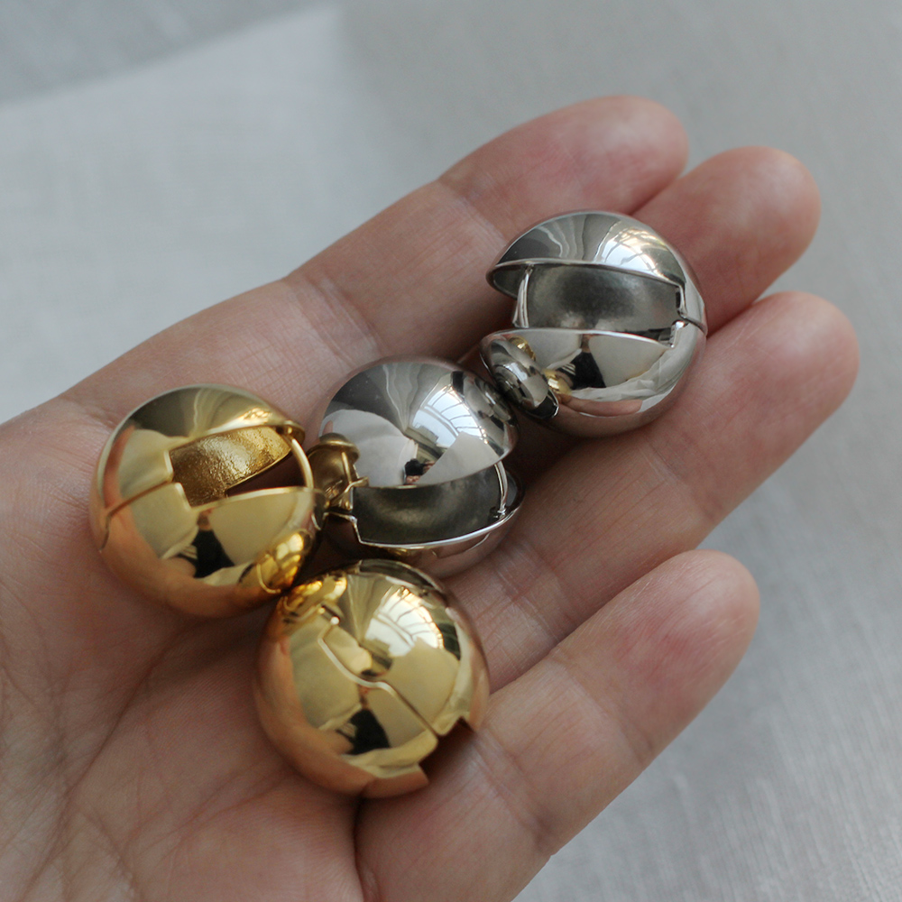 20mm 은침 리얼 볼드 왕볼 왕방울 빅사이즈 구 귀걸이 - 상세 이미지 3